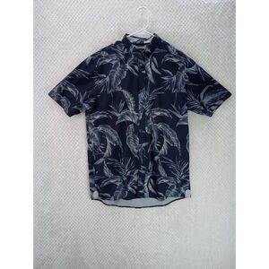 Fried Denim Hawaiian Shirt Men's XL Blue Floral Print Slim Fit